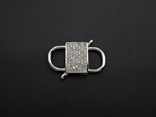 Load image into Gallery viewer, CZ Micro Pave Square Lock Clasp, Interlock Micro pave Clasp, Interlocking Clasp Fastener, 13x25mm, sku#H281