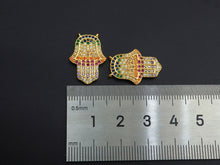 Load image into Gallery viewer, Colorful CZ Micro Pave Hamsa Hand Pendant/Charm,Cubic Zirconia Paved Charm, Necklace Bracelet Charm Pendant, 14x21mm,sku#F1144