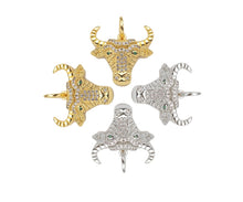Load image into Gallery viewer, CZ Micro Pave Bull's Head Shape Pendant/Charm,Cubic Zirconia Dainty Gold Charm, Necklace Bracelet Charm Pendant,20x18mm, Sku#F1384
