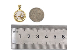 Load image into Gallery viewer, Clear CZ Micro Pave North Star On Round Coin Shape Pendant Charm, Cubic Zirconia Round Coin Mother Of Pearl Charm,14x16mm,sku#LK160