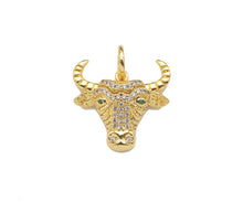 Load image into Gallery viewer, CZ Micro Pave Bull's Head Shape Pendant/Charm,Cubic Zirconia Dainty Gold Charm, Necklace Bracelet Charm Pendant,20x18mm, Sku#F1384