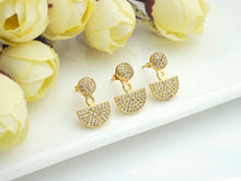 Load image into Gallery viewer, Dot and Half Circle Stud Earrings, Sku#J278