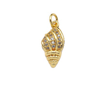 Load image into Gallery viewer, CZ Micro Pave Sea Snail Shape Pendant/Charm, sea shell charm, Sku#L401