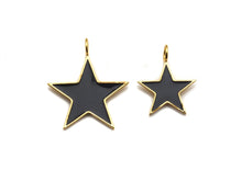 Load image into Gallery viewer, Black White Red Blue Enamel Five Star Pendant with Gold Finish, Enamel Star, Colorful Enamel Star, 15mm/25mm/35mm, sku#FH31