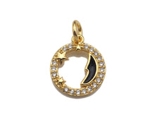 Load image into Gallery viewer, CZ Enamel Moon Coin charm, sku#L324