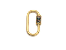 Load image into Gallery viewer, Colorful CZ Micro Pave Oval Shape Clasp, Gold Plated U Shape Clasp, Pave Lock, Carabiner clasp, 17x29mm/12x19mm, sku#K83