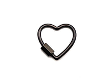Load image into Gallery viewer, Pave Heart Shape Clasp, Black/Gold/Silver/Rose Gold Carabiner Clasp, 21mm, sku#H245