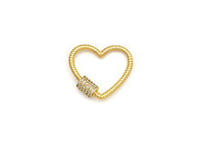 Load image into Gallery viewer, CZ Micro pave Heart Clasp, Heart Carabiner Clasp, sku#H199