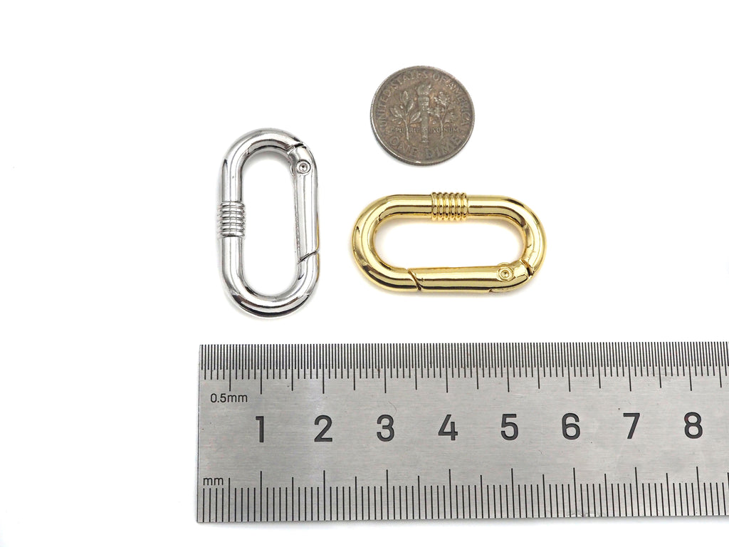 Gold/Silver Oval Clasp with Screw Patten, Snap Clip Trigger Clasp, Spring Buckle for Chain Purse Key Jewelery, 17x33mm, sku#H310