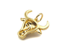 Load image into Gallery viewer, CZ Micro Pave Bull's Head Shape Pendant/Charm,Cubic Zirconia Dainty Gold Charm, Necklace Bracelet Charm Pendant,20x18mm, Sku#F1384