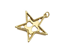 Load image into Gallery viewer, 18K Dainty Gold Hollow Out Heart and Star On Five Point Star Shape Pendant, Necklace Bracelet Charm Pendant, 29x30mm, Sku#F1394