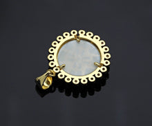 Load image into Gallery viewer, Clear CZ Micro Pave Pattern On Round Coin Shape Pendant Charm, Cubic Zirconia Round Mother of Pearl Charm,17x20mm,sku#LK161