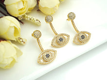 Load image into Gallery viewer, CZ Evil Eye Dnagle Earrings, Sku#J231