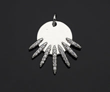 Load image into Gallery viewer, CZ Micro Pave Be the Light Spike Coin Pendant/Charm,sku#L375