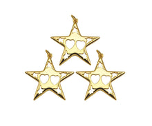 Load image into Gallery viewer, 18K Dainty Gold Hollow Out Heart and Star On Five Point Star Shape Pendant, Necklace Bracelet Charm Pendant, 29x30mm, Sku#F1394