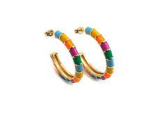 Load image into Gallery viewer, Enamel Round Ring Hoop Earring ,Sku#J155