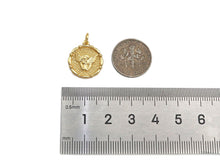Load image into Gallery viewer, 18K Dainty Gold Angel Face On Round Coin Shape Pendant/Charm,Gold Angle Medallion Charm, Necklace Bracelet Charm Pendant,17x15mm, Sku#F1362