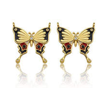 Load image into Gallery viewer, Colorful Enamel Butterfly Shape Pendant/Charm,Black White Red Enamel Butterfly, Necklace Bracelet Enamel Charm Pendant,21x22mm, Sku#LK199