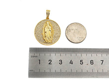 Load image into Gallery viewer, CZ Micro Pave Virgin Mary On Round Coin Shape Pendant,18K Gold Filled/Silver Medallion Charm, Necklace Bracelet Pendant,26x29mm,Sku#F1406