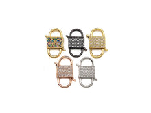 Load image into Gallery viewer, CZ Micro Pave Square Lock Clasp, Interlock Micro pave Clasp, Interlocking Clasp Fastener, 13x25mm, sku#H281