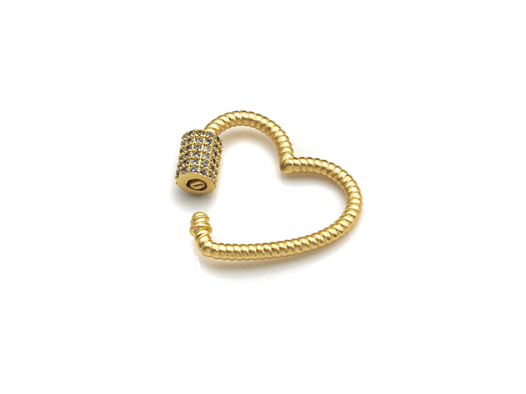 CZ Micro pave Heart Clasp, Heart Carabiner Clasp, sku#H199