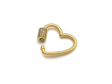 Load image into Gallery viewer, CZ Micro pave Heart Clasp, Heart Carabiner Clasp, sku#H199