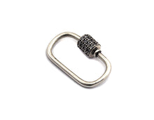 Load image into Gallery viewer, CZ Micro Pave Oval Shape Clasp, Antique Silver Carabiner Clasp, 13x24mm/15x29mm, sku#H165