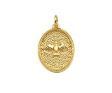 Load image into Gallery viewer, 18K Dainty Gold Eagle On Oval Shape Pendant/Charm,Eagle Medallion Charm, Necklace Bracelet Charm Pendant, 20x14mm, Sku#F1363
