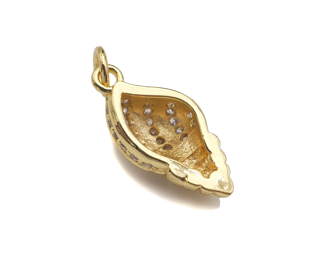 CZ Micro Pave Sea Snail Shape Pendant/Charm, sea shell charm, Sku#L401