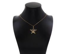 Load image into Gallery viewer, 18K Dainty Gold Hollow Out Heart and Star On Five Point Star Shape Pendant, Necklace Bracelet Charm Pendant, 29x30mm, Sku#F1394