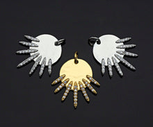 Load image into Gallery viewer, CZ Micro Pave Be the Light Spike Coin Pendant/Charm,sku#L375