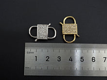 Load image into Gallery viewer, CZ Micro Pave Square Lock Clasp, Interlock Micro pave Clasp, Interlocking Clasp Fastener, 13x25mm, sku#H281