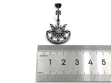 Load image into Gallery viewer, CZ Micro Pave Fan Shape Earring, Star Moon Dangle Earrings, Clear CZ micro pave earrings, 20x31mm, sku#J245