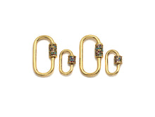 Load image into Gallery viewer, Colorful CZ Micro Pave Oval Shape Clasp, Gold Plated U Shape Clasp, Pave Lock, Carabiner clasp, 17x29mm/12x19mm, sku#K83