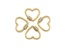 Load image into Gallery viewer, CZ Micro pave Heart Clasp, Heart Carabiner Clasp, sku#H199
