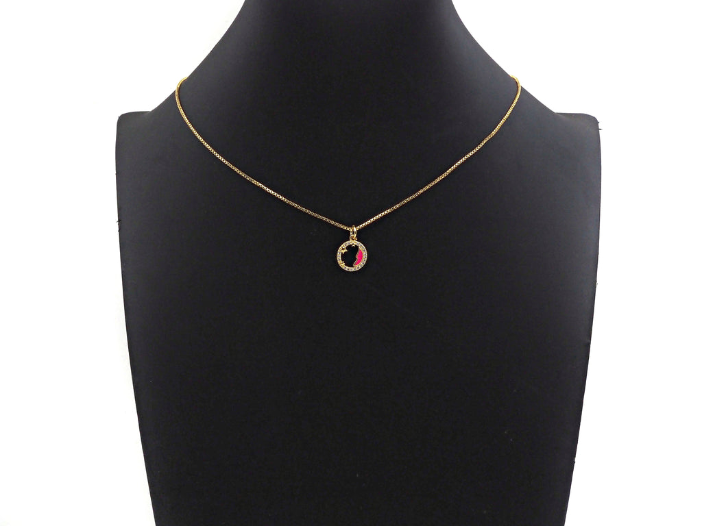 CZ Enamel Moon Coin charm, sku#L324