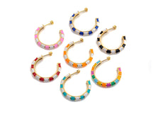 Load image into Gallery viewer, Enamel Round Ring Hoop Earring ,Sku#J155