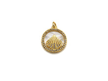 Load image into Gallery viewer, Clear CZ Micro Pave Scallop Shell on Mother-of-pearl Pendant