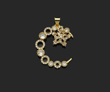 Load image into Gallery viewer, CZ Micro Pave Moon and Five Point Star Shape Pendant, Sku#F1395C