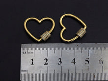 Load image into Gallery viewer, CZ Micro pave Heart Clasp, Heart Carabiner Clasp, sku#H199