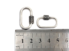 Load image into Gallery viewer, CZ Micro Pave Oval Shape Clasp, Antique Silver Carabiner Clasp, 13x24mm/15x29mm, sku#H165