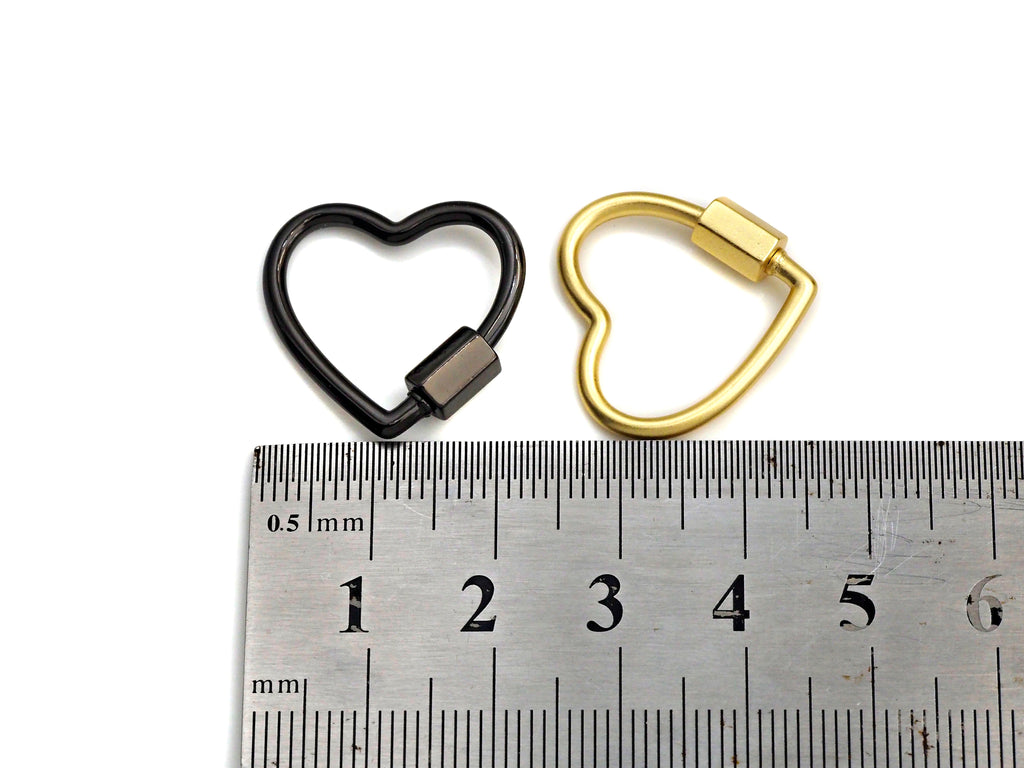 Pave Heart Shape Clasp, Black/Gold/Silver/Rose Gold Carabiner Clasp, 21mm, sku#H245