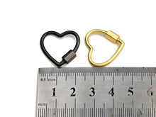 Load image into Gallery viewer, Pave Heart Shape Clasp, Black/Gold/Silver/Rose Gold Carabiner Clasp, 21mm, sku#H245