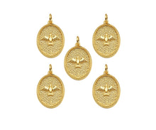 Load image into Gallery viewer, 18K Dainty Gold Eagle On Oval Shape Pendant/Charm,Eagle Medallion Charm, Necklace Bracelet Charm Pendant, 20x14mm, Sku#F1363