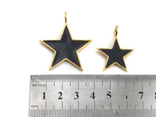 Load image into Gallery viewer, Black White Red Blue Enamel Five Star Pendant with Gold Finish, Enamel Star, Colorful Enamel Star, 15mm/25mm/35mm, sku#FH31