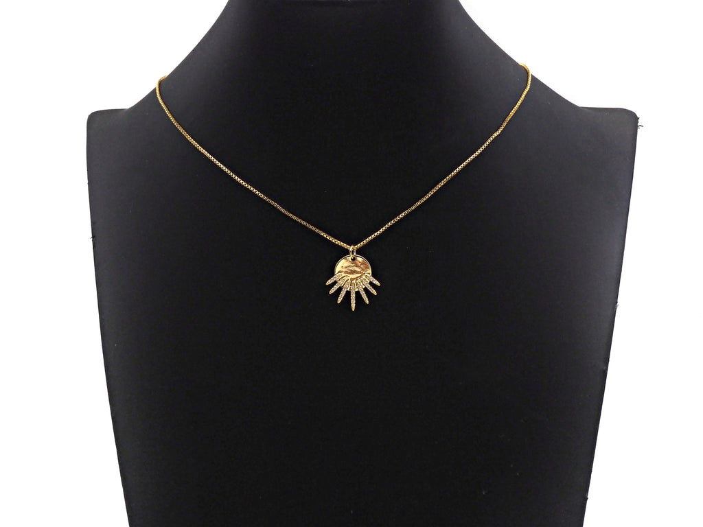 CZ Micro Pave Be the Light Spike Coin Pendant/Charm,sku#L375