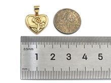 Load image into Gallery viewer, Dainty Gold Rose Flower On Heart Shape Charms,  15x14mm, Sku#F1296C