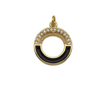 Load image into Gallery viewer, Clear Micro Pave CZ with Enamel Round Ring Pendant, Black Whtile Red Enamel Doughnut, Colorful Enamel Round Ring, 17x20mm, sku#LK162