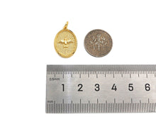 Load image into Gallery viewer, 18K Dainty Gold Eagle On Oval Shape Pendant/Charm,Eagle Medallion Charm, Necklace Bracelet Charm Pendant, 20x14mm, Sku#F1363