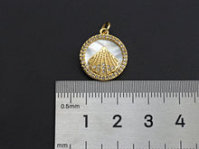 Load image into Gallery viewer, Clear CZ Micro Pave Scallop Shell on Mother-of-pearl Pendant